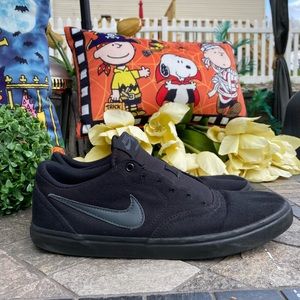 🛹🔥 Nike SB Check Canvas Shoes All Black 843896-002 Men's Super Clean SZ 9.5